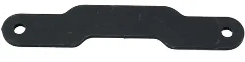 Schwarze, flache Verbindungselement aus Kunststoff mit zwei Löchern zur Befestigung, verwendet für Produkte der Marke Wolf.
